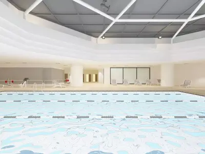 Pool with Gym and Patio 3D model