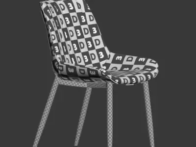 Dining Set table with six chairs 3D model