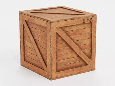 Wooden Crate V1 - Storage Box with Packaging Icons 3D model