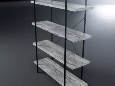Industrial Bookcase Open Etagere Book Shelf 4 Shelves 3D model
