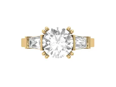 Solitair 3 Stone Ring 3D print model