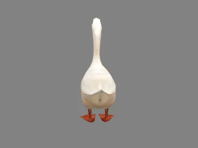 Cartoon white goose Low-poly 3D model