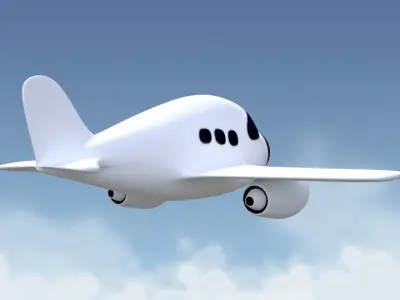 Cartoon airplane 3D model buy