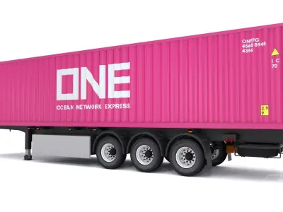 One Container Semi Trailer 3D model