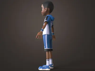 AFRO BOY- CARTOON RIGGED BLACK BOY(1) 3D model