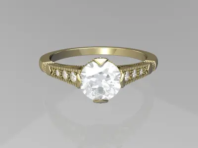 Art deco engagement ring 3D print model
