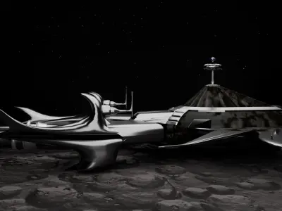 3D Spaceship with a character 3D model