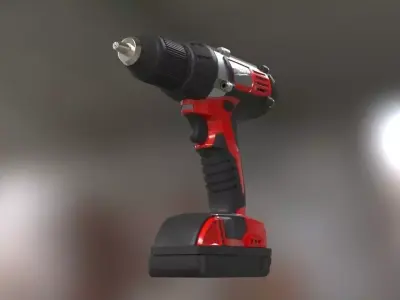 Low poly Electric Drill with battery Low-poly 3D model