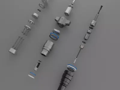 High Pressure Diesel Injector - Large Engine Full Assembly  3D model