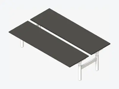 Desk - Rectangle - Simplicity - Adjustable Height - Double Low-poly 3D model
