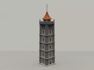 Stylized Medieval Tower Low-poly 3D model