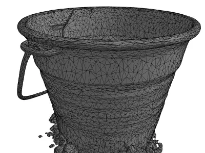 Dented Rusty Metal Garden Bucket Low-poly 3D model