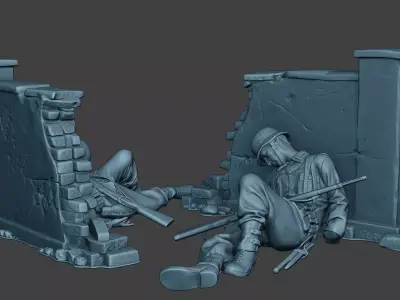 German soldier ww2 Killed3 G6 3D print model