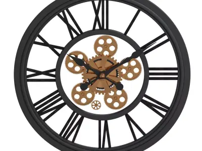 WALL CLOCK ROUND BLACK ANTIQUE 3D model