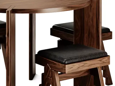 Phantom Hands Circle Dining Table and Stool 3D model