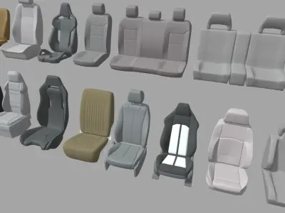 Mega Car Seat Pack Low-poly 3D model