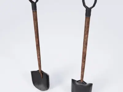 Shovel 3d model garden - person Low-poly 3D model