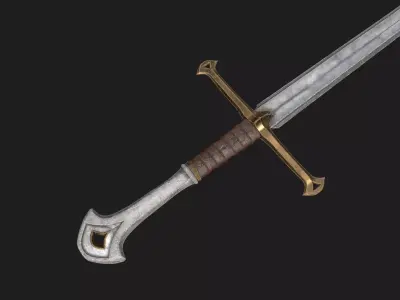 European Short Sword Low-poly 3D model