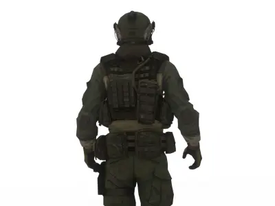 Elite Covert Ops Soldier Realistic Rigged 3D Character Model Low-poly 3D model
