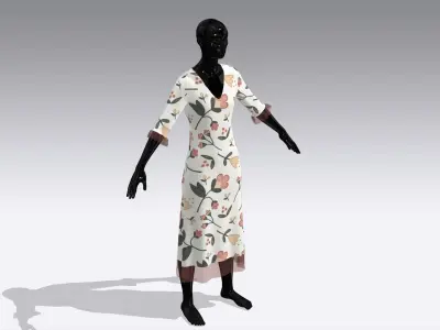 Female Cloth Dress Low-poly 3D model