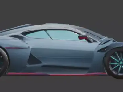 Sci-Fi Cyberpunk Hypercar Concept 3D Model Low-poly 3D model