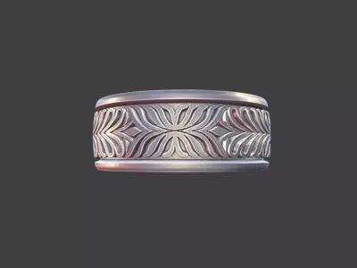 classical Mens Ring Ornate Silver Band Jewelry Model 3D print model