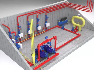 Fire-fighting pumping station 3D model