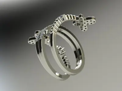 10040 butterfly ring with diamonds 3D print model