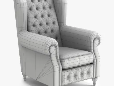 Armchair of Sherlock Low Poly Low-poly 3D model
