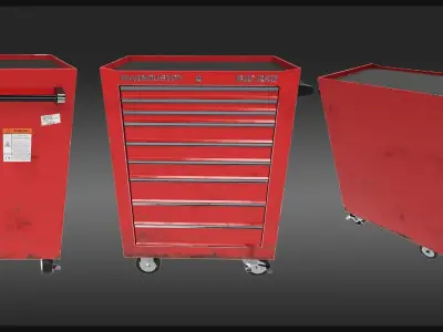 Rolling Tool Cabinet Low-poly 3D model