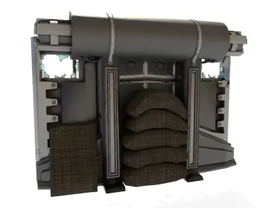 Technological war barricade Low-poly 3D model