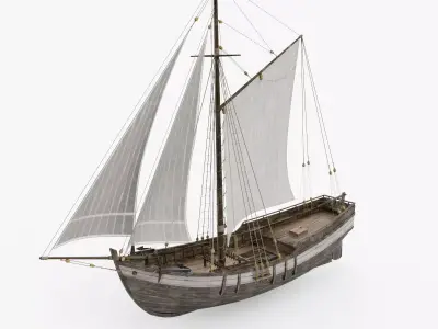 Tenderr Sailing Ship Low-poly 3D model