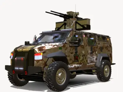 conceito veiculo blindado 4x4 Low-poly 3D model