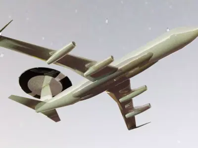 E-3 Style Early AWACS Concept Plane - Custom 1950s Jetliner Low-poly 3D model