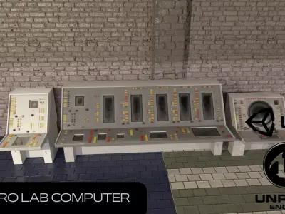 Retro lab computer Low-poly 3D model