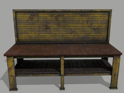 workbench bench made of wood and metal Low-poly 3D model purchase