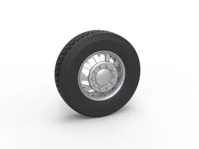Front custom wheel of semi truck Version 9 Scale 1 to 25 3D print model