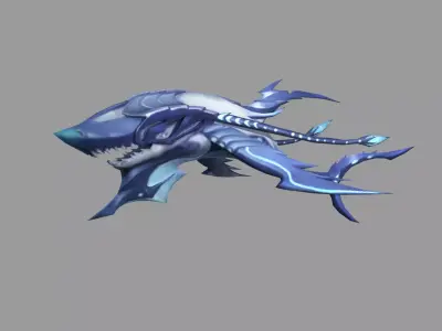 SkiWhaleShark Fantasy Monster Low-poly 3D model