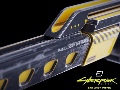 Cyberpunk PBR One Shot Pistol Low-poly 3D model