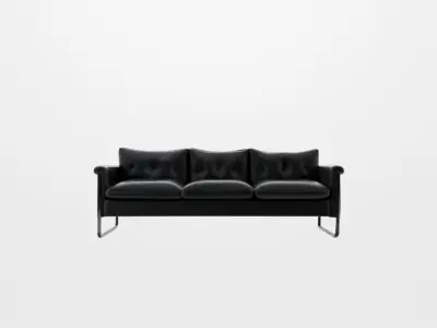 Modern Industrial Black 3 Seater Sofa Stylish Tufted Couch  Low-poly 3D model