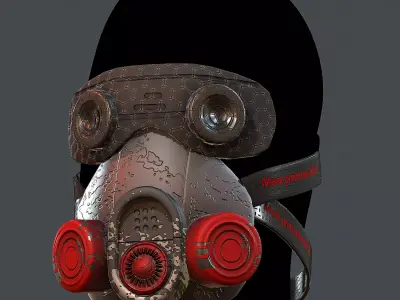 Gas mask helmet 3d model scifi Low-poly  Low-poly 3D model 40