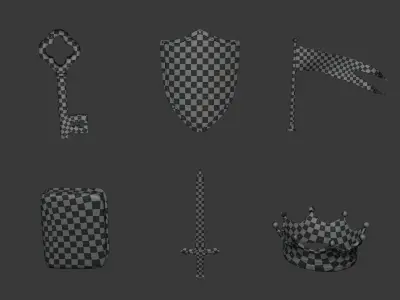 Cartoon Middle Age Icons Pack Low-poly 3D model