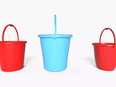 bucket rigged model high quality Low-poly 3D model