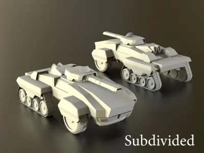 Futuristic Tank Truck SUV Machinery Low Poly 3D Model Low-poly 3D model