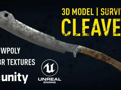 3D Model Survival Cleaver Low-poly 3D model