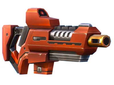LowPoly Sci-Fi Cartoon Assault Rifle Future Low-poly 3D model 5