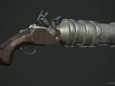 Heavy pirate pistol Low-poly 3D model