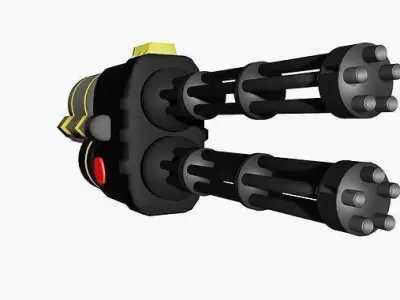 Stylized Double Minigun 3D Model Low-poly 3D model