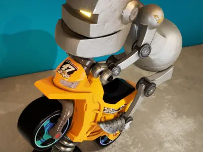 Small robot on the toy bike 3D model