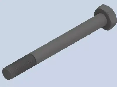 Bolt Partial Thread Hexagonal Head M10x100mm 3D model